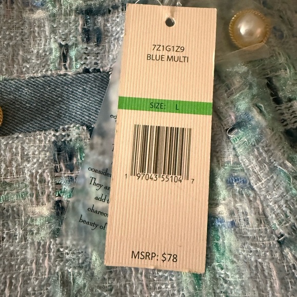 Nanette Lepore Tweed Button Front Mini Skirt Blue Multi Size L NWT - Picture 5 of 9